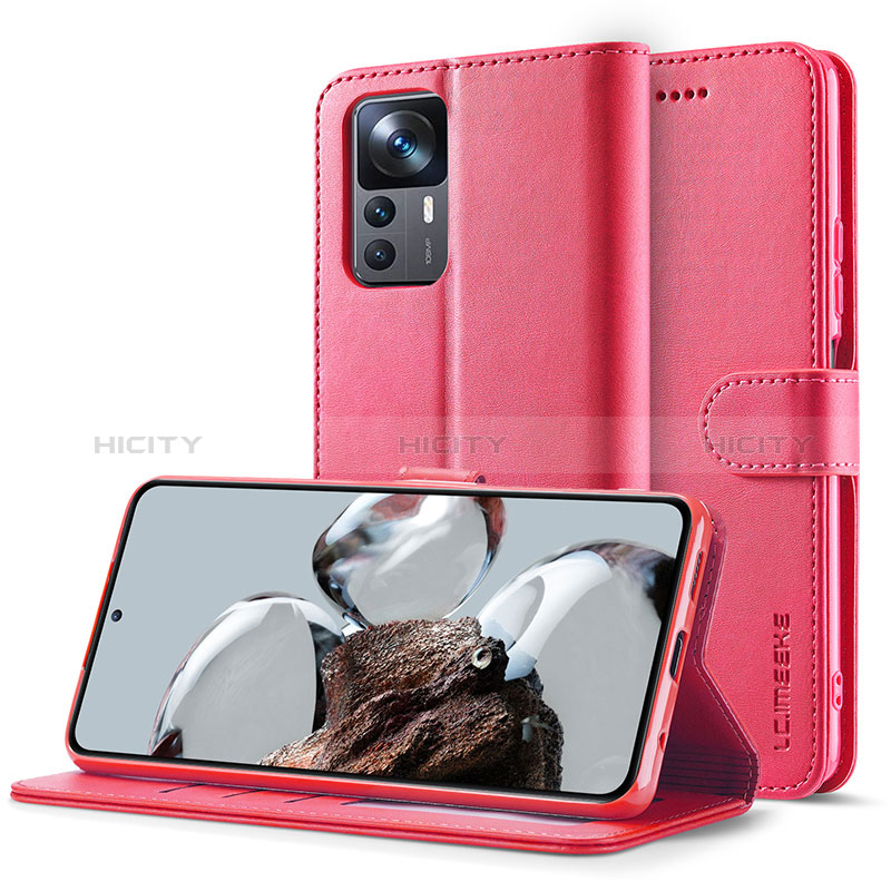 Funda de Cuero Cartera con Soporte Carcasa LC2 para Xiaomi Mi 12T 5G Rosa Roja