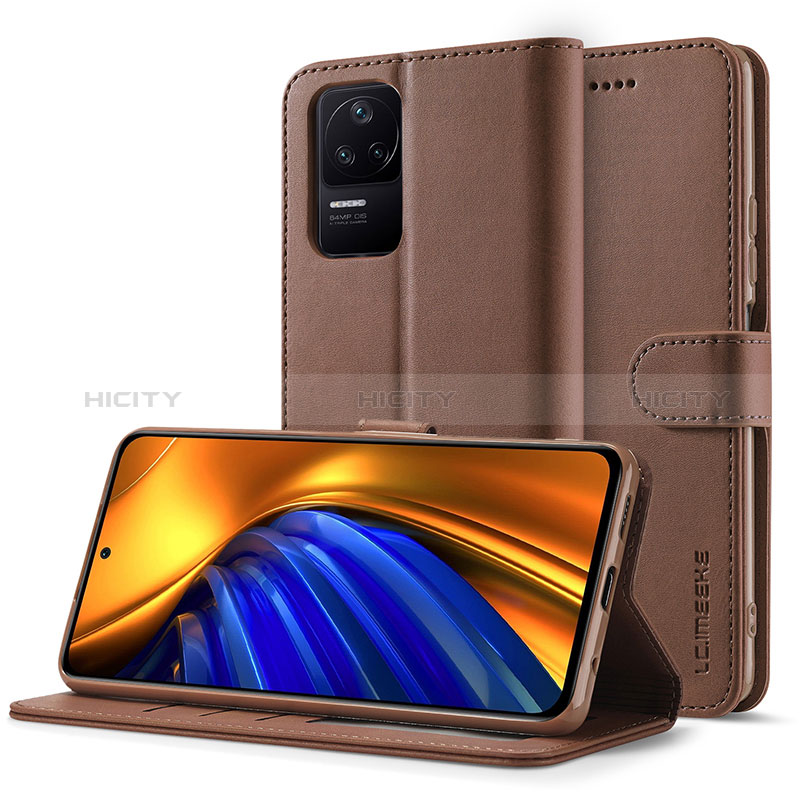 Funda de Cuero Cartera con Soporte Carcasa LC2 para Xiaomi Poco F4 5G Marron