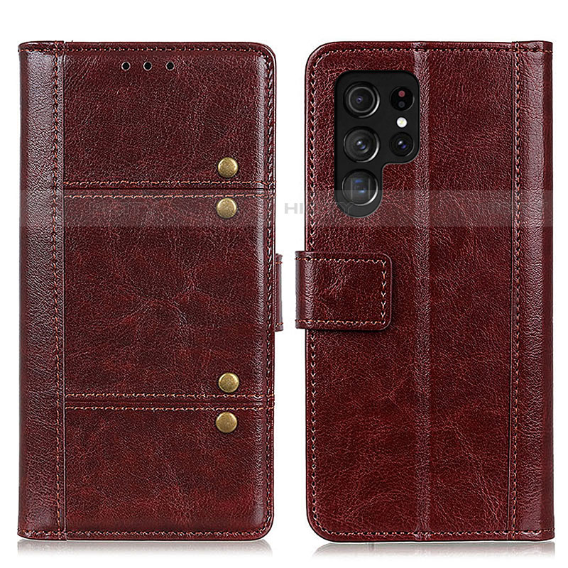 Funda de Cuero Cartera con Soporte Carcasa M06L para Samsung Galaxy S21 Ultra 5G Marron
