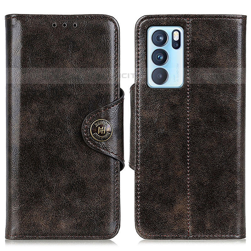 Funda de Cuero Cartera con Soporte Carcasa M12L para Oppo Reno6 Pro 5G India Bronze