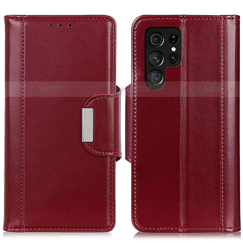 Funda de Cuero Cartera con Soporte Carcasa M14L para Samsung Galaxy S21 Ultra 5G Rojo