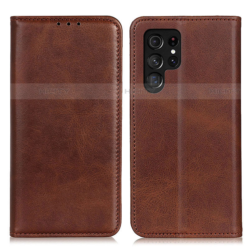 Funda de Cuero Cartera con Soporte Carcasa M17L para Samsung Galaxy S22 Ultra 5G Marron