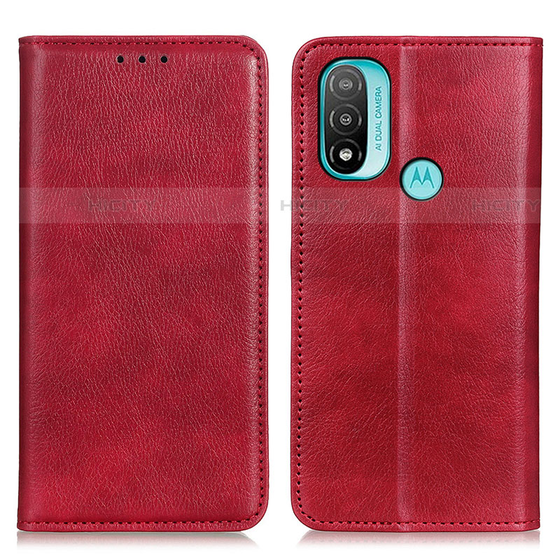 Funda de Cuero Cartera con Soporte Carcasa N01P para Motorola Moto E20 Rojo