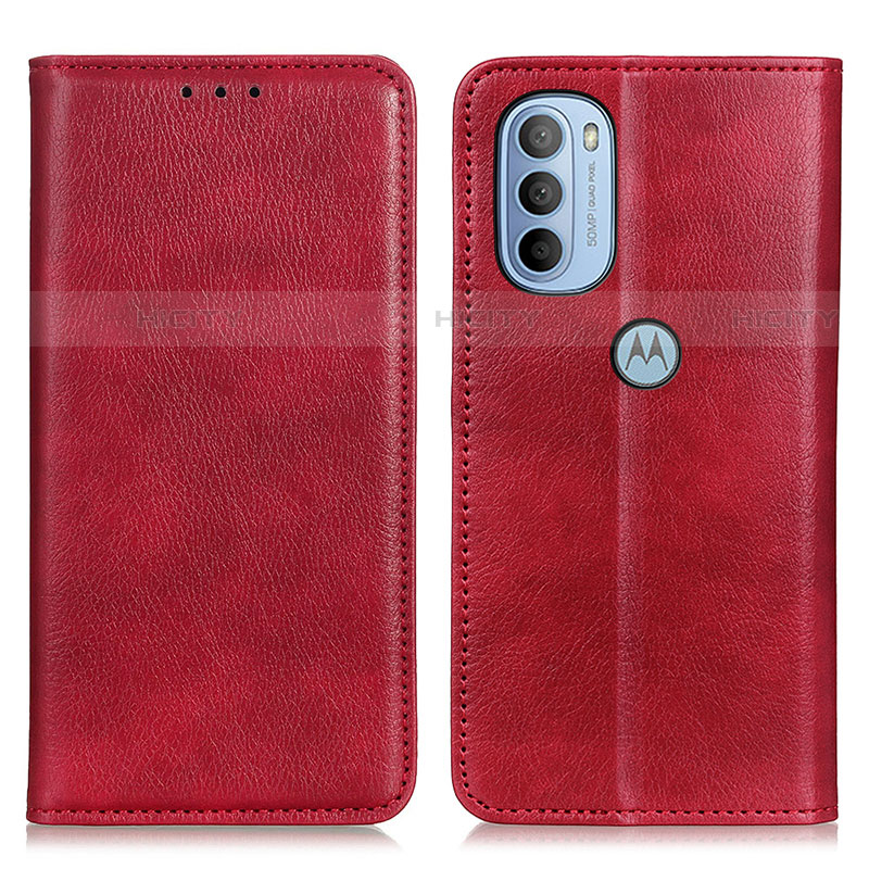 Funda de Cuero Cartera con Soporte Carcasa N01P para Motorola Moto G41 Rojo