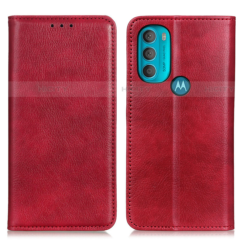Funda de Cuero Cartera con Soporte Carcasa N01P para Motorola Moto G71 5G Rojo
