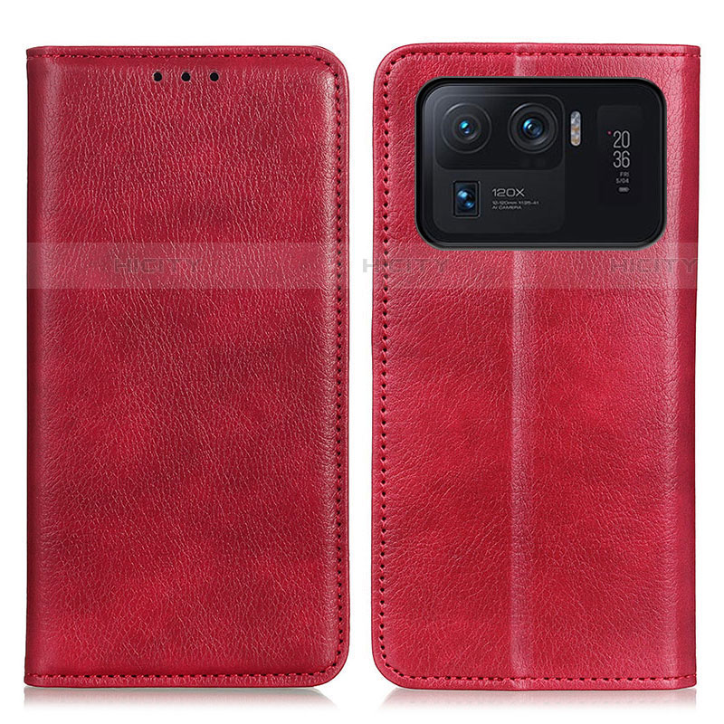 Funda de Cuero Cartera con Soporte Carcasa N01P para Xiaomi Mi 11 Ultra 5G Rojo