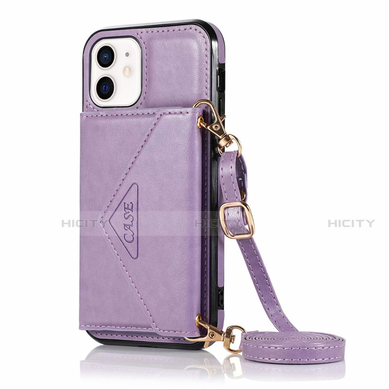 Funda de Cuero Cartera con Soporte Carcasa N03 para Apple iPhone 12 Purpura Claro