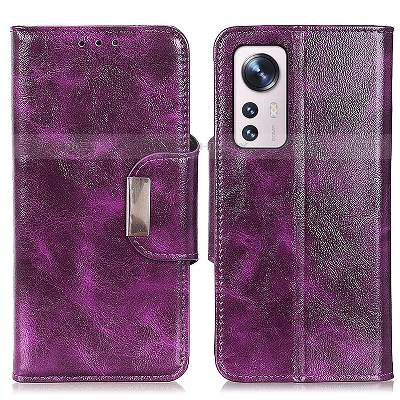 Funda de Cuero Cartera con Soporte Carcasa N04P para Xiaomi Mi 12S Pro 5G Morado