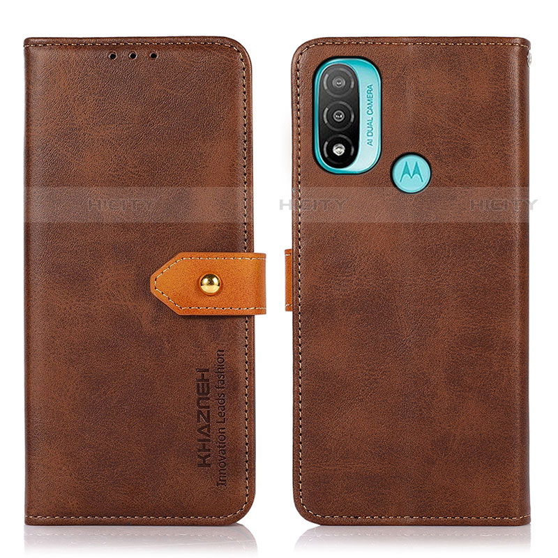 Funda de Cuero Cartera con Soporte Carcasa N07P para Motorola Moto E30 Marron