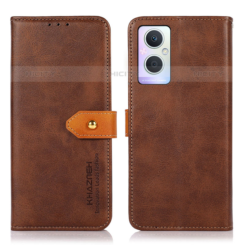 Funda de Cuero Cartera con Soporte Carcasa N07P para Oppo Reno7 Z 5G Marron