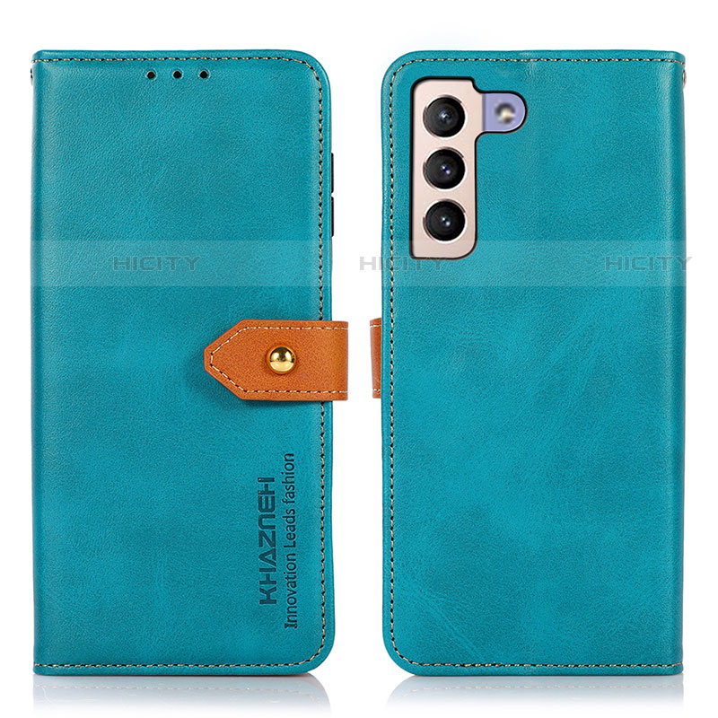 Funda de Cuero Cartera con Soporte Carcasa N07P para Samsung Galaxy S21 Plus 5G Cian