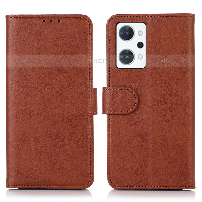 Funda de Cuero Cartera con Soporte Carcasa N08P para Oppo Reno7 A Marron