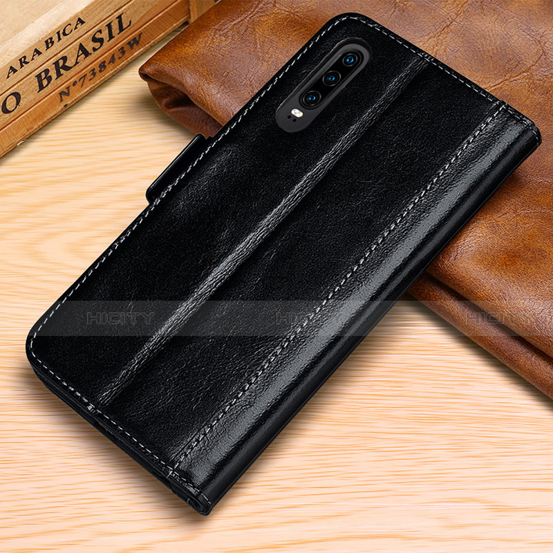 Funda de Cuero Cartera con Soporte Carcasa P01 para Huawei P30 Negro