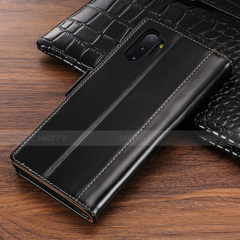 Funda de Cuero Cartera con Soporte Carcasa P01 para Samsung Galaxy Note 10 Plus 5G Negro