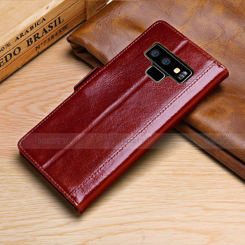 Funda de Cuero Cartera con Soporte Carcasa P01 para Samsung Galaxy Note 9 Rojo