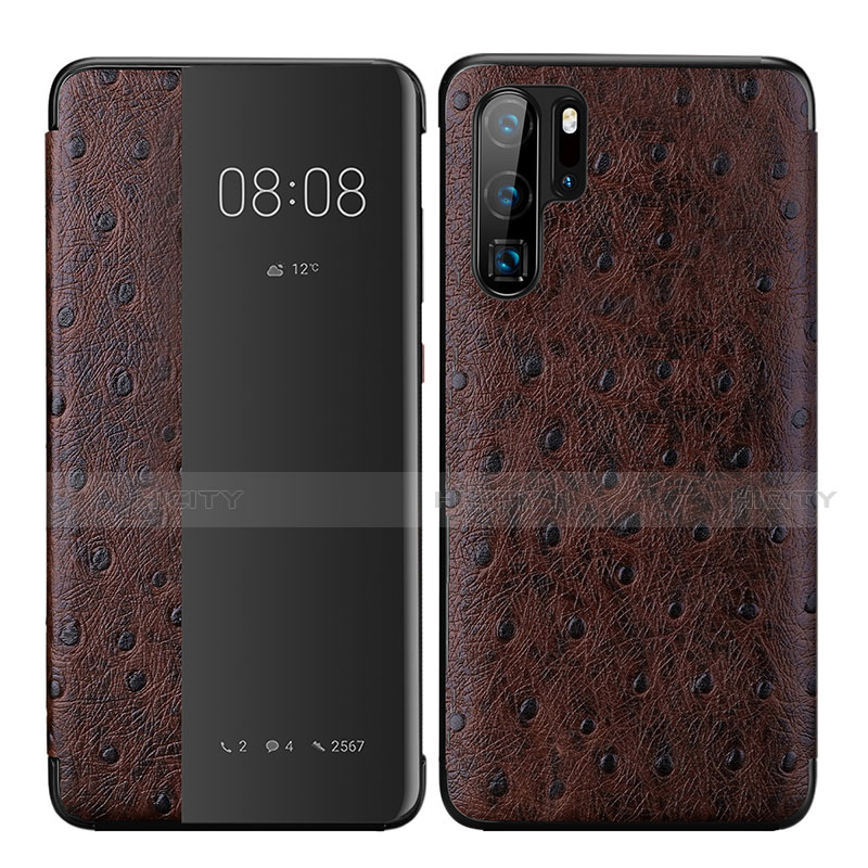 Funda de Cuero Cartera con Soporte Carcasa P02 para Huawei P30 Pro Marron