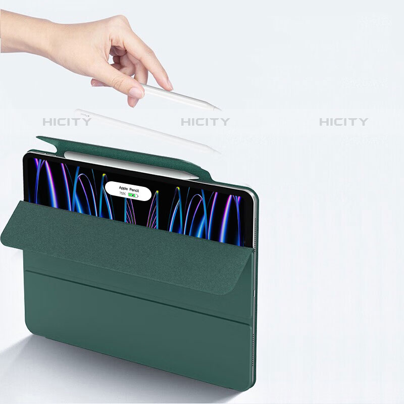 Funda de Cuero Cartera con Soporte Carcasa P03 para Apple iPad Pro 11 (2020) Verde