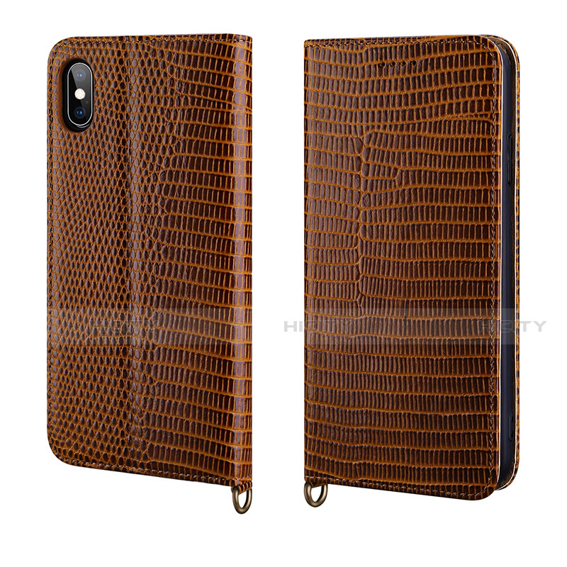 Funda de Cuero Cartera con Soporte Carcasa P03 para Apple iPhone Xs