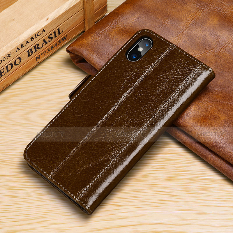 Funda de Cuero Cartera con Soporte Carcasa P05 para Apple iPhone Xs