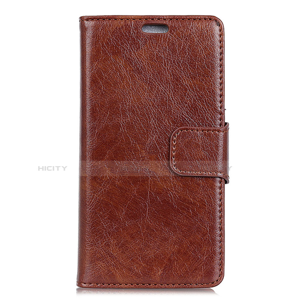 Funda de Cuero Cartera con Soporte Carcasa para Alcatel 1 Marron