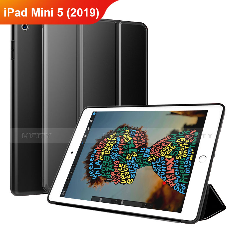 Funda de Cuero Cartera con Soporte Carcasa para Apple iPad Mini 5 (2019) Negro