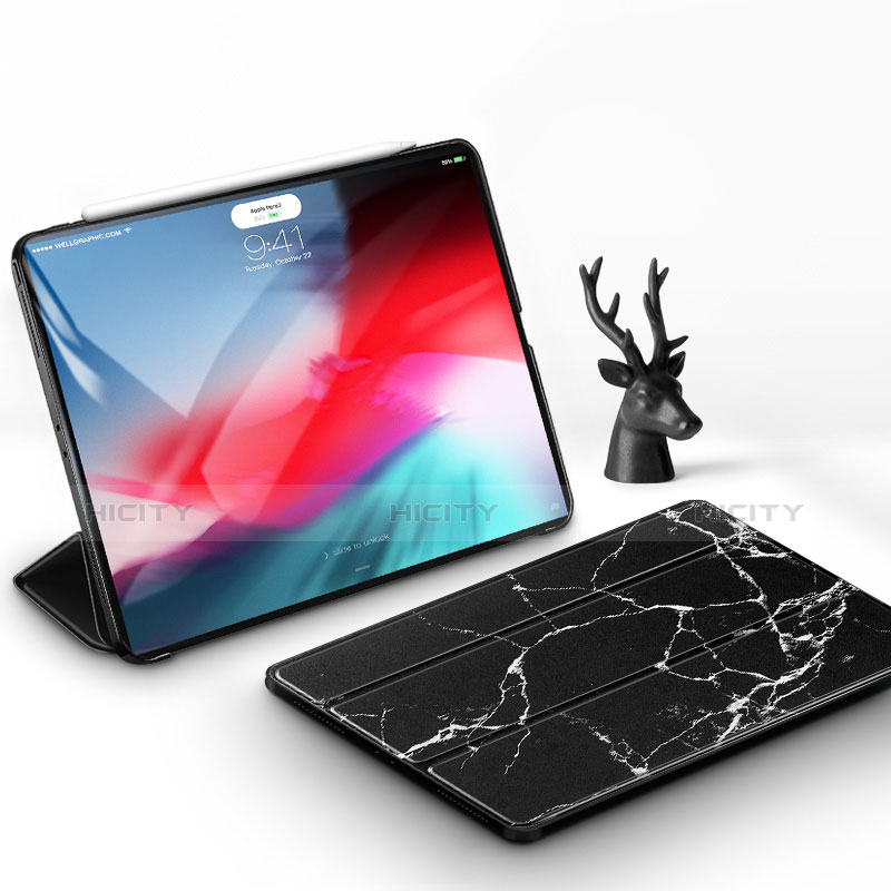 Funda de Cuero Cartera con Soporte Carcasa para Apple iPad Pro 11 (2018) Negro