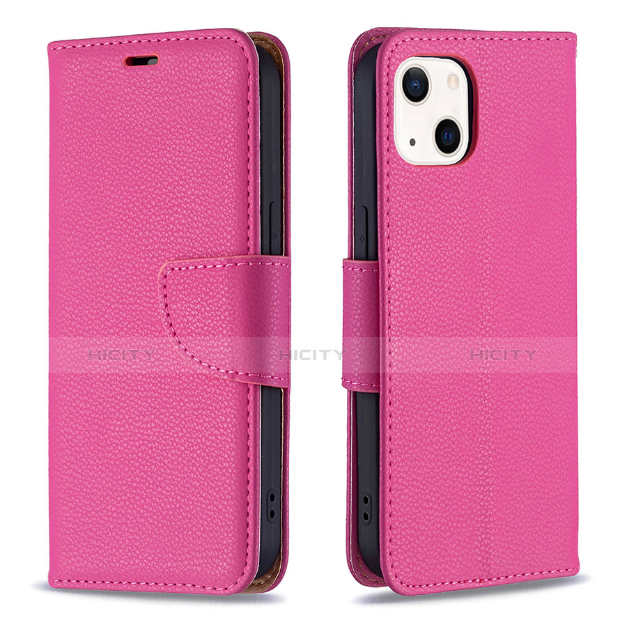 Funda de Cuero Cartera con Soporte Carcasa para Apple iPhone 13 Mini Rosa Roja