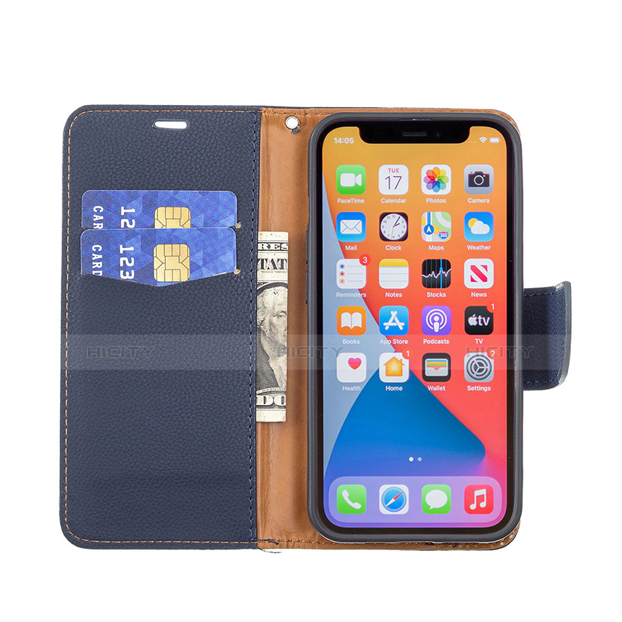 Funda de Cuero Cartera con Soporte Carcasa para Apple iPhone 13 Pro Azul Real