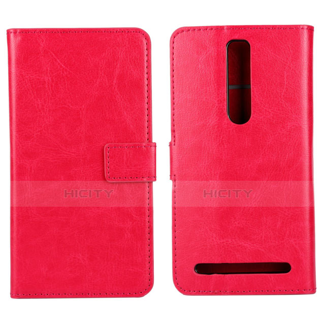 Funda de Cuero Cartera con Soporte Carcasa para Asus Zenfone 2 ZE551ML ZE550ML Rosa Roja