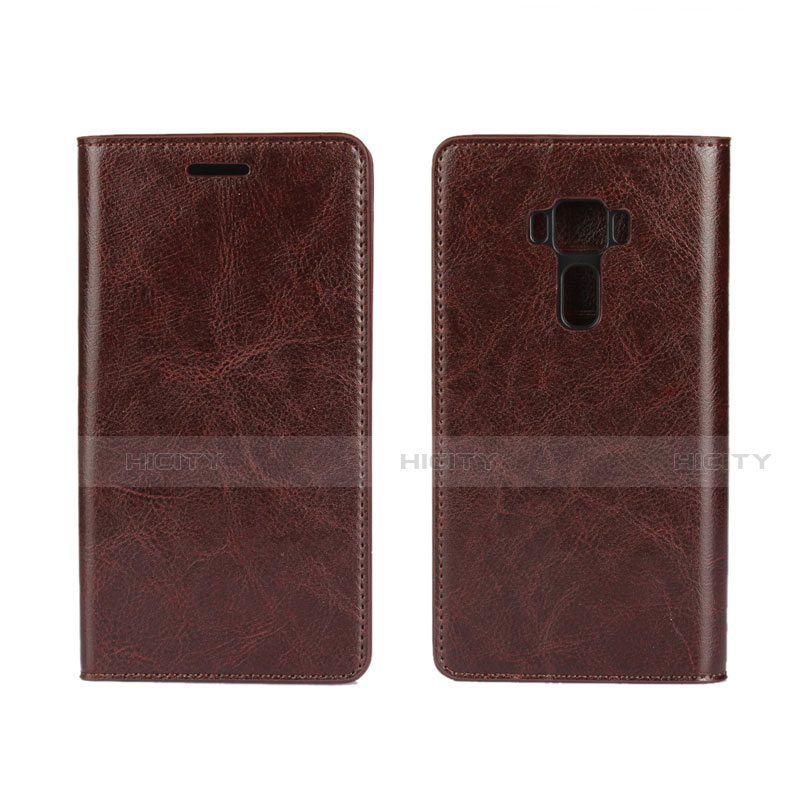 Funda de Cuero Cartera con Soporte Carcasa para Asus Zenfone 3 ZE552KL Marron