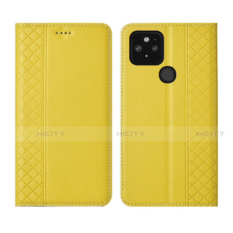 Funda de Cuero Cartera con Soporte Carcasa para Google Pixel 5 Amarillo