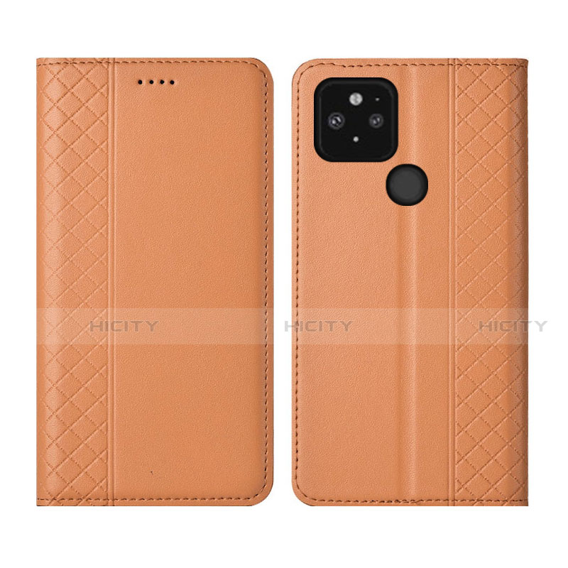 Funda de Cuero Cartera con Soporte Carcasa para Google Pixel 5 Naranja