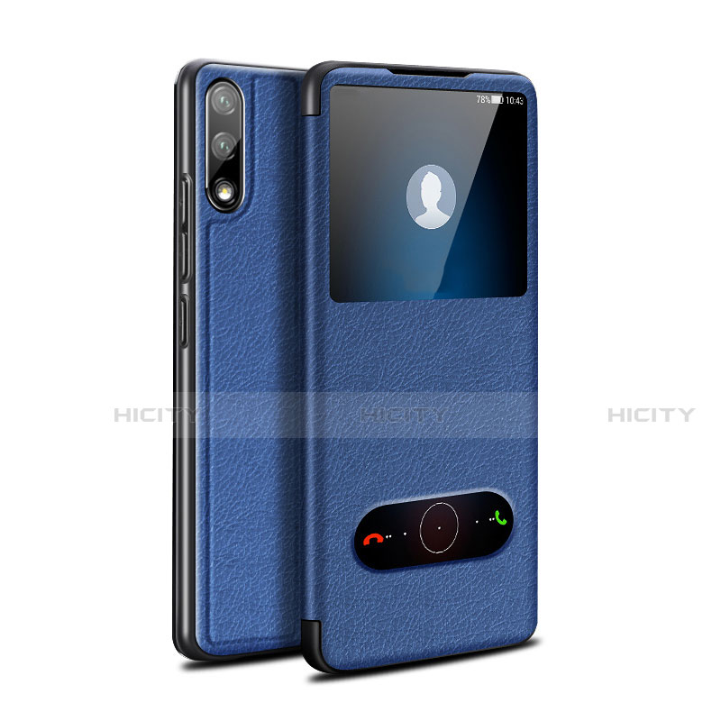 Funda de Cuero Cartera con Soporte Carcasa para Huawei Enjoy 10 Azul