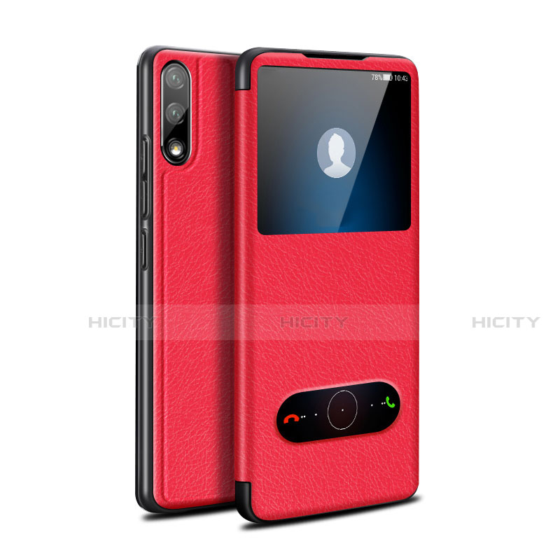 Funda de Cuero Cartera con Soporte Carcasa para Huawei Enjoy 10 Rojo