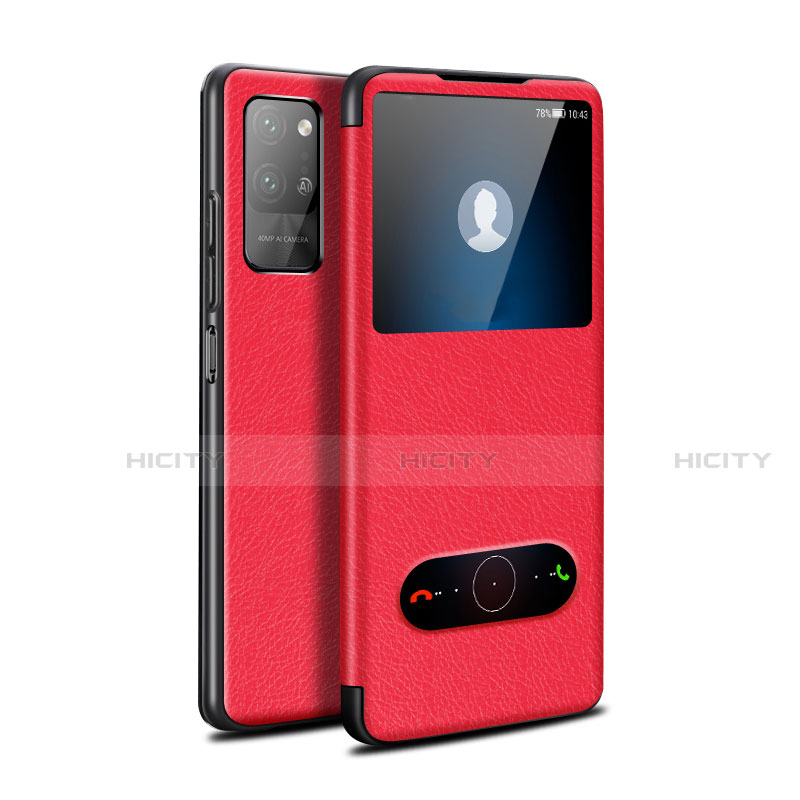 Funda de Cuero Cartera con Soporte Carcasa para Huawei Honor Play4 Pro 5G Rojo