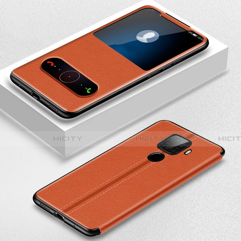 Funda de Cuero Cartera con Soporte Carcasa para Huawei Mate 30 Lite Naranja