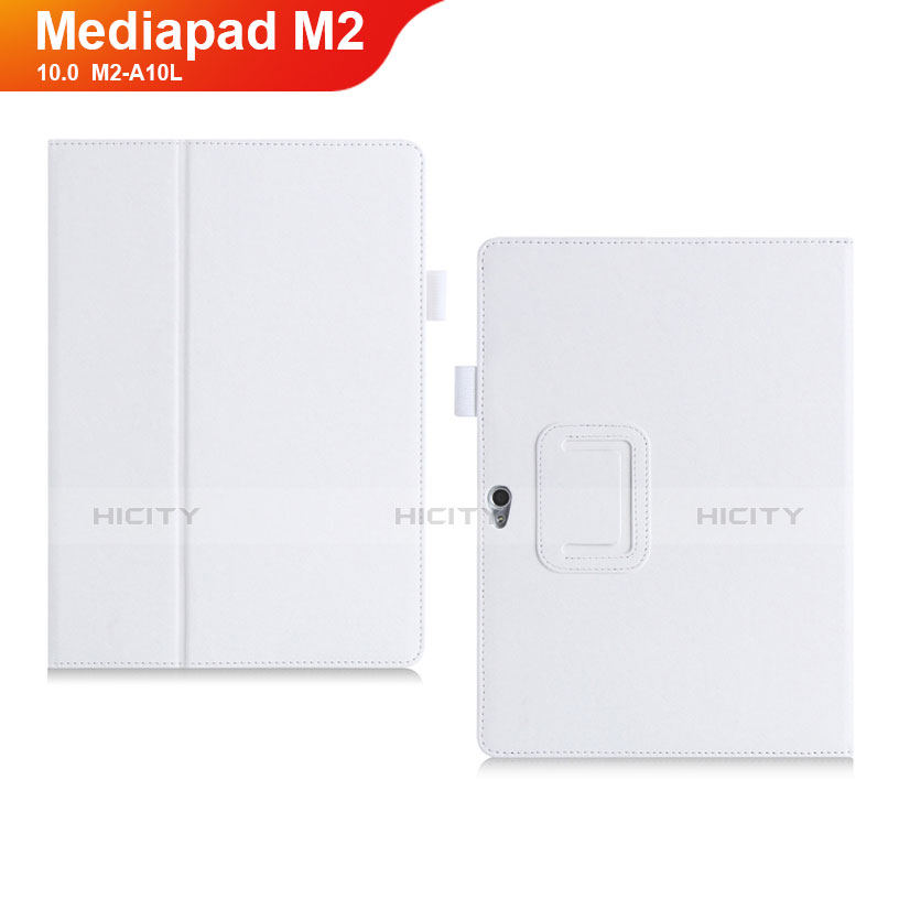 Funda de Cuero Cartera con Soporte Carcasa para Huawei MediaPad M2 10.0 M2-A10L Blanco