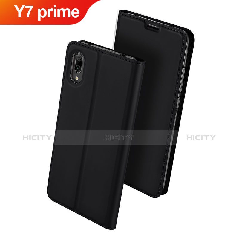 Funda de Cuero Cartera con Soporte Carcasa para Huawei Y7 Prime (2019) Negro