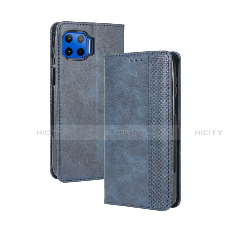 Funda de Cuero Cartera con Soporte Carcasa para Motorola Moto One 5G Azul