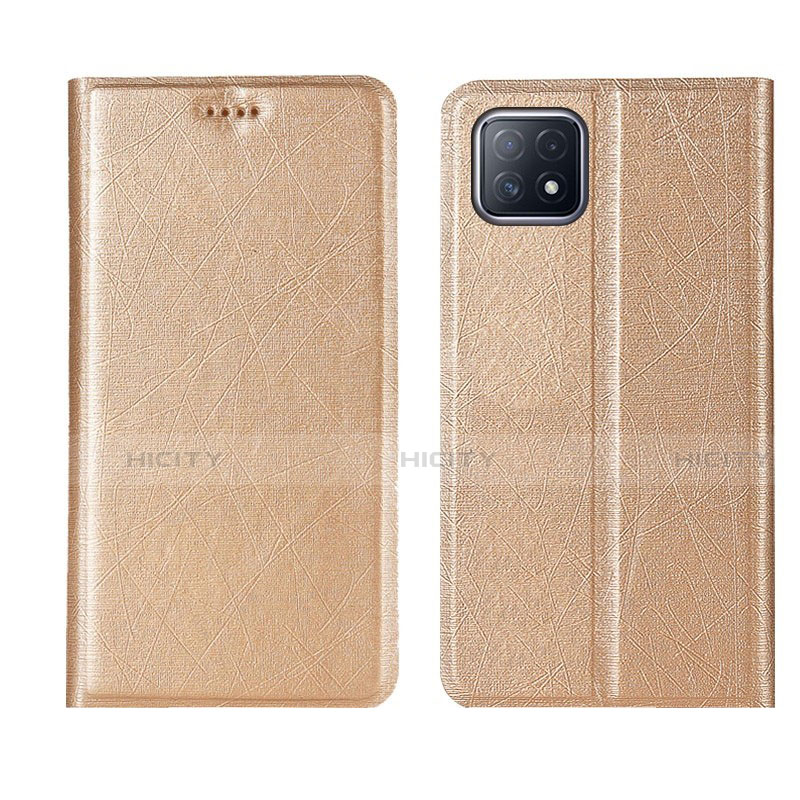 Funda de Cuero Cartera con Soporte Carcasa para Oppo A72 5G Oro