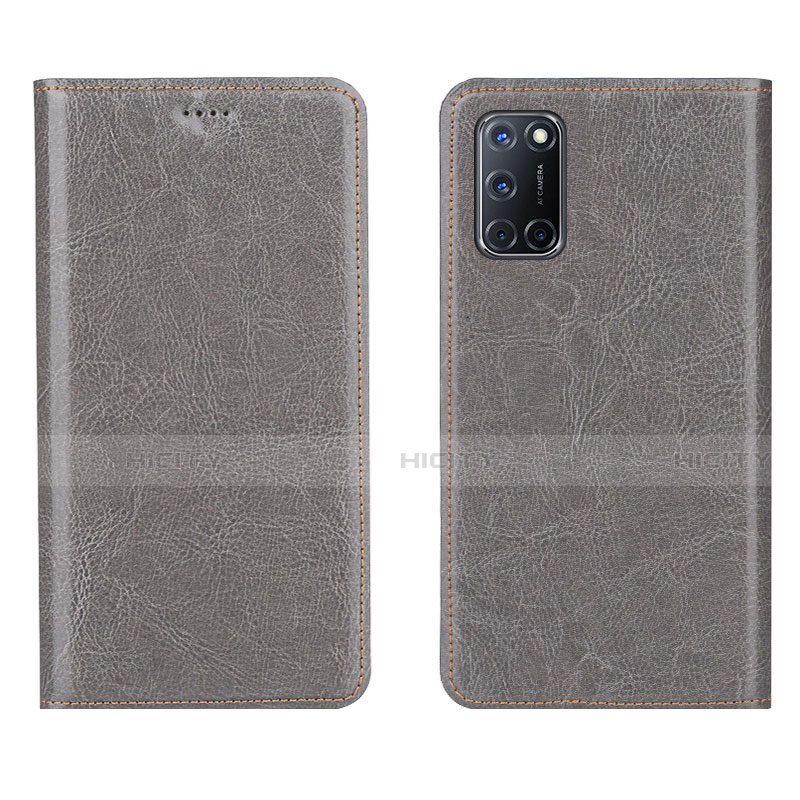 Funda de Cuero Cartera con Soporte Carcasa para Oppo A92 Gris