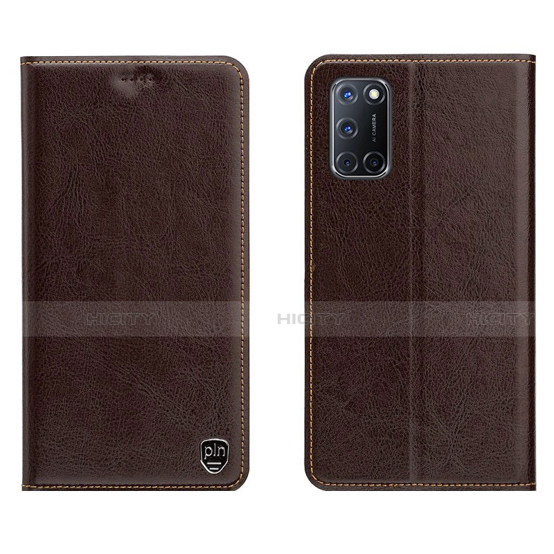 Funda de Cuero Cartera con Soporte Carcasa para Oppo A92 Marron