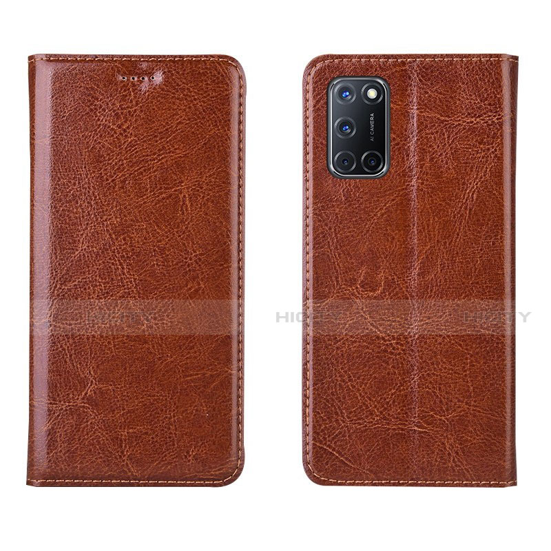 Funda de Cuero Cartera con Soporte Carcasa para Oppo A92 Naranja