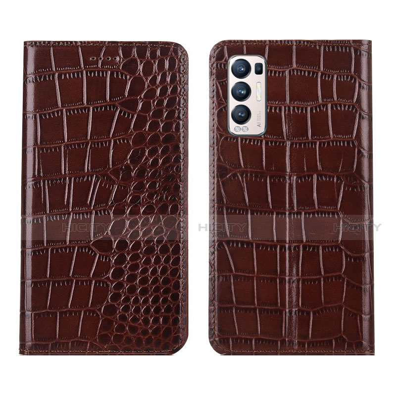 Funda de Cuero Cartera con Soporte Carcasa para Oppo Find X3 Neo 5G Marron