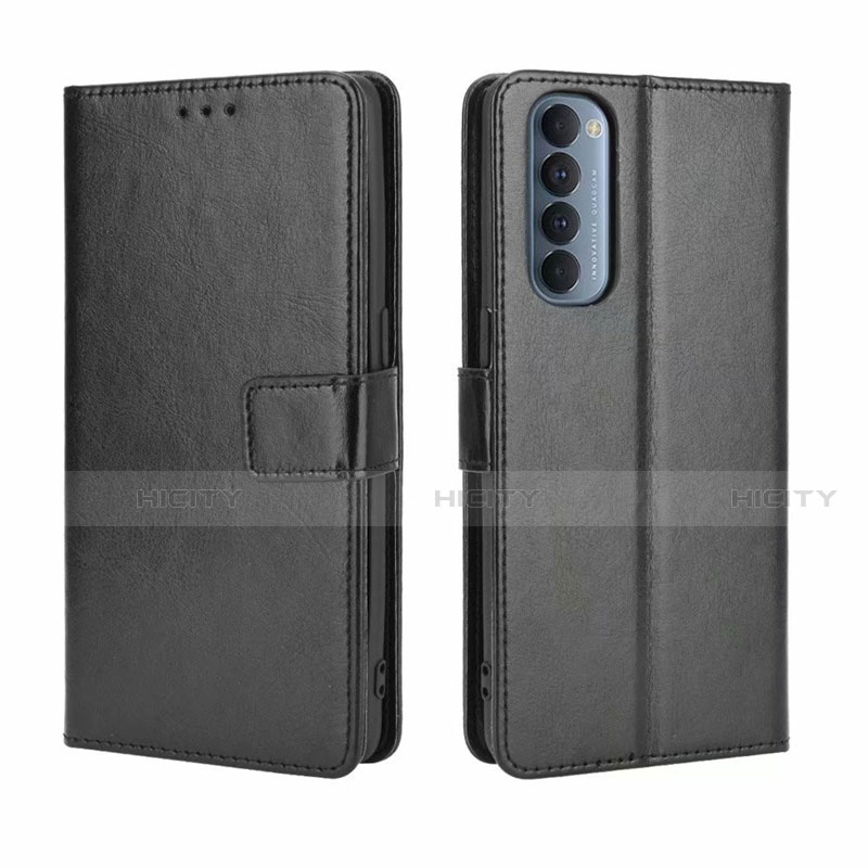 Funda de Cuero Cartera con Soporte Carcasa para Oppo Reno4 Pro 4G Negro