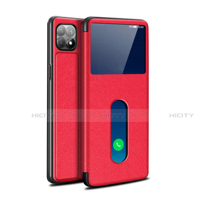 Funda de Cuero Cartera con Soporte Carcasa para Oppo Reno4 SE 5G Rojo