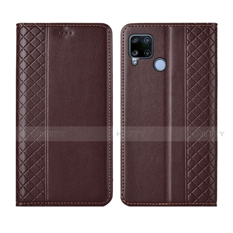 Funda de Cuero Cartera con Soporte Carcasa para Realme C15 Marron