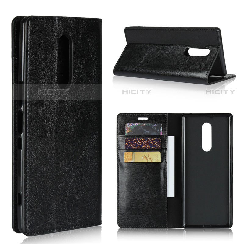 Funda de Cuero Cartera con Soporte Carcasa para Sony Xperia 1 Negro