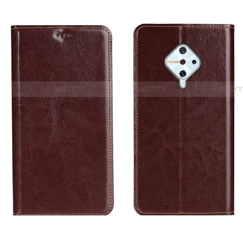 Funda de Cuero Cartera con Soporte Carcasa para Vivo X50 Lite Marron