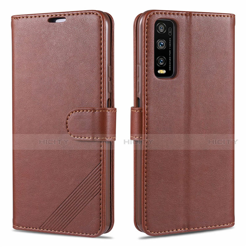 Funda de Cuero Cartera con Soporte Carcasa para Vivo Y12s Marron